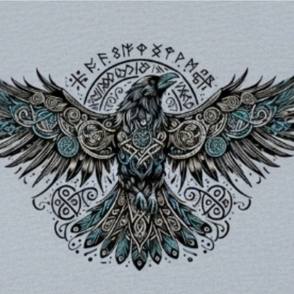 Norse Raven Graphic Tee – Viking Mythology Shirt – Nordic Runes Bird Design - Picture 14 of 14